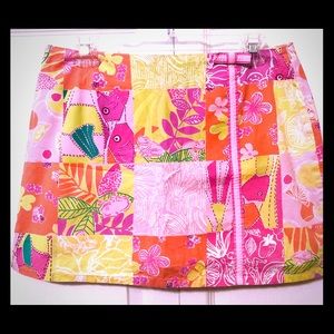 Lilly Pulitzer Pink Yellow Floral Skort Skirt 10